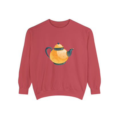 Unisex Garment-Dyed Sweatshirt Trendy - Classic British Tea Kettle