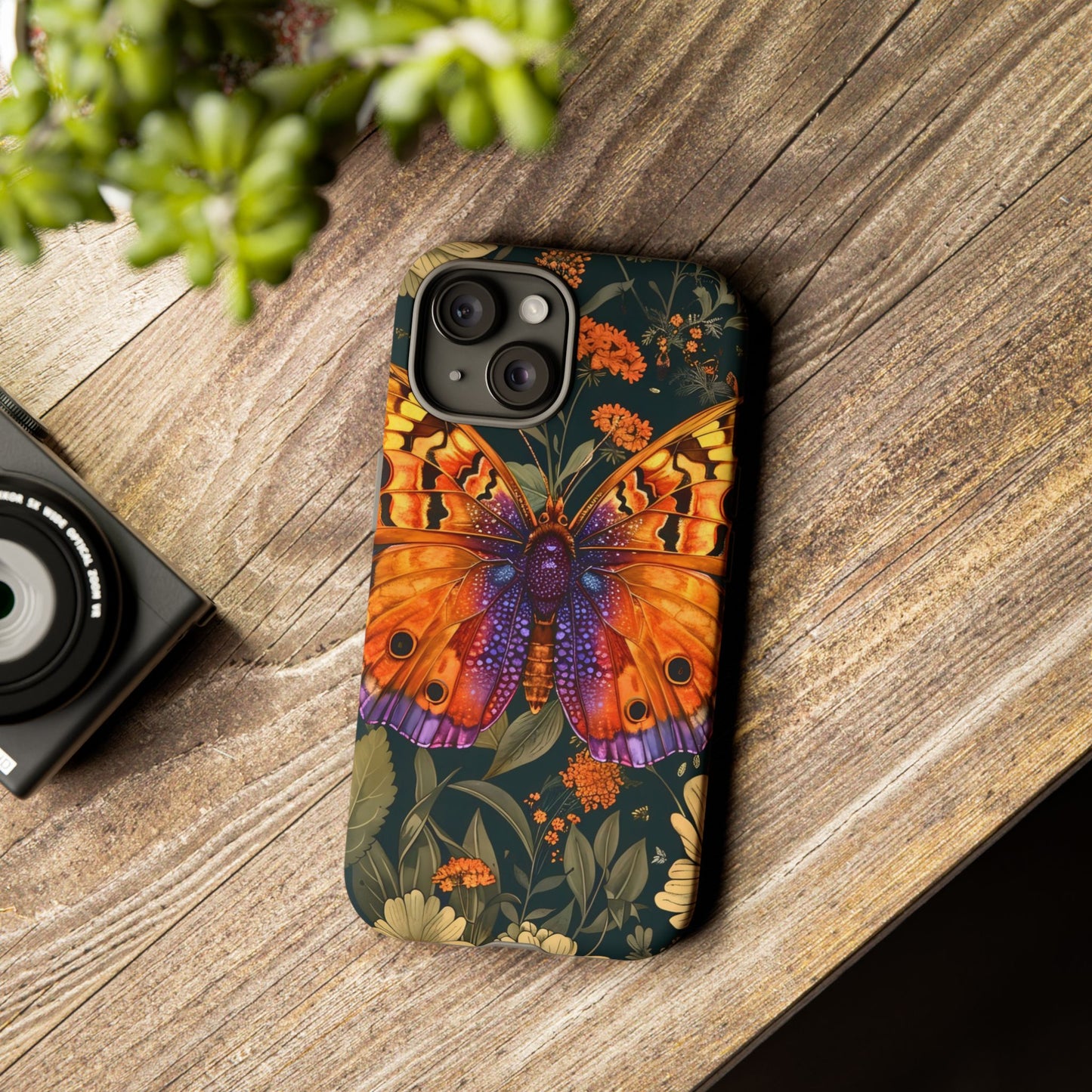 Butterfly Phone Case, Tough Cases for Nature Lovers, Vibrant Floral Design, Gift for Her, Cute Phone Accessories, Butterfly Artwork
