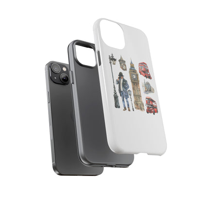 London Iconic Design Phone Case, Tough Cases, Gift for Travelers, London Souvenir, London Icons, Red Bus Phone Case